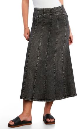 Wash Lab Denim Bellas Denim Midi Skirt in Soft Grey at Nordstrom, Size 25