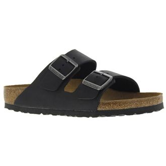Birkenstock Arizona Leather Womens Slides Sandals - Black - Size:UK 4.5