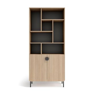 HERDASA Estantería de melamina en nogal claro-grafito 180x80x32 cm