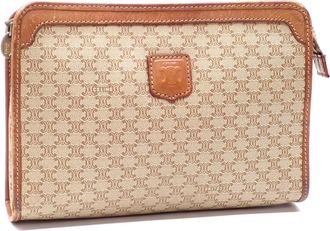 Celine Beige Brown Pvc Leather Clutch Bag (Pre-Owned)