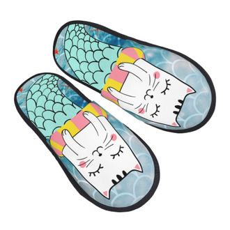 Generic House Slipper Sea Mermaid Cat Ocean Starfish Portable Womens Slippers Breathable Warm Home Slippers Indoor Bedroom M