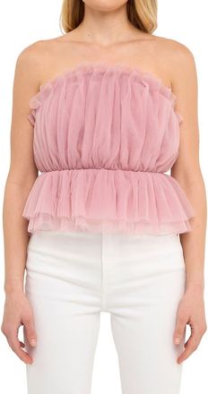 endless rose Strapless Tulle Peplum Top in Lilac at Nordstrom Rack, Size X-Small