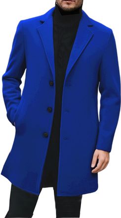 Generic Mens Long Coat, Warm Winter Trench Coat Slim Fit Business Stand Collar Mens Winter Coats Warm Long Men Jacket For Men Uk Slim Fit Notched Collar Overc