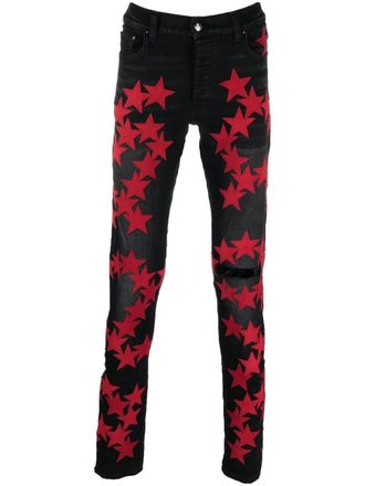 Amiri Jeans dritti con applicazione - Nero