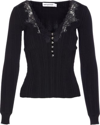 Self Portrait Lace Knit Top
