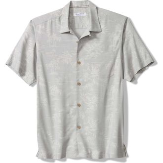 Tommy Bahama Coastal Ease IslandZone Camp Shirt in Silver Streak at Nordstrom, Size X-Large