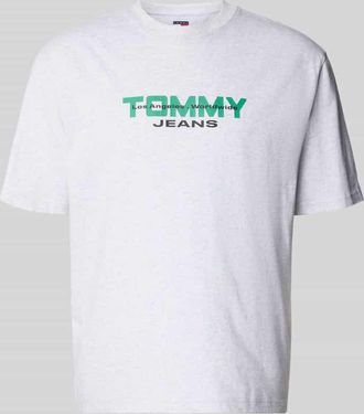 Tommy Jeans Regular Fit T-Shirt aus reiner Baumwolle in Hellgrau Melange, Gr&ouml;&szlig;e XXL