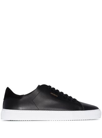 Axel Arigato 90 Clean Black Low Top Sneakers With Logo Lettering On The Side In Leather Man