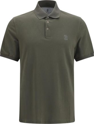 Brunello Cucinelli Katoenen Polo - Heren - Tops - Groen - Maat: M Katoen