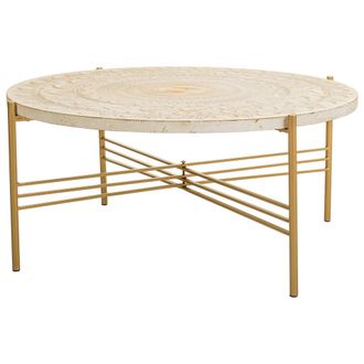 Wanderlust Deco Wanderlust Deco - Mesa De Centro De Madera Y Metal Blanca 80x80x36