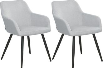 Beliani Beliani - Conjunto De 2 Sillas De Comedor De Estilo Moderno En Color Gris Fabricadas En Terciopelo Con Patas De Metal Casmalia