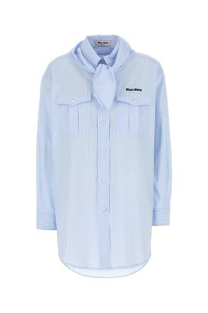 Miu Miu Light Blue Regular Stripes Shirt