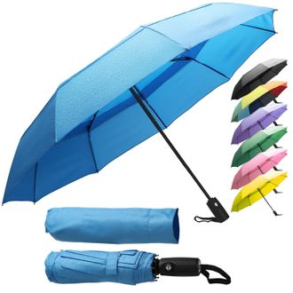 Zeno Travel Umbrella Compact - Small Umbrella for Backpack & Purse, Portable Automatic Umbrellas for Rain, Windproof, Reinforced Fiberglass Ribs, Water-Rep