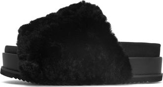 Roam Womens Cloud Shearling Stack Slip-On In Black