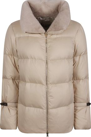 Herno Quilted Padded Down Jacket with Plush Collar and Adjustable Straps