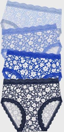 Stripe and Stare High Rise Four Pack in Cornflower Petals at Nordstrom, Size X-Small