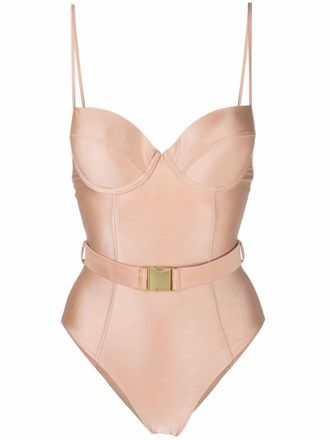 Noire Swimwear Badpak met gesp - Beige