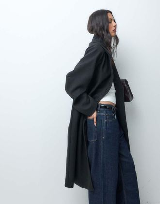 Asos cappotto lungo doppiopetto nero