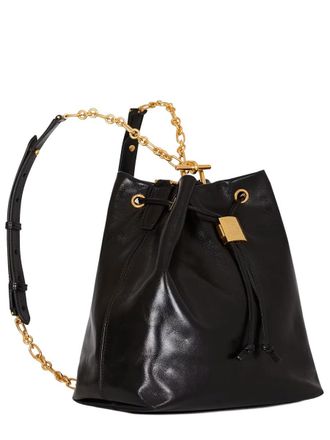 Balmain Unisex Backpack Pulse Convertible Leather Black Calf Backpacks