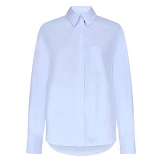 Loulou Studio Shirts, female, Blue, Size: M Lee Shirt with Embroidery