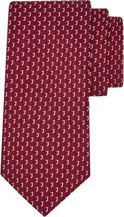 Ferragamo Cravatta in seta con motivo Gancini - Rosso