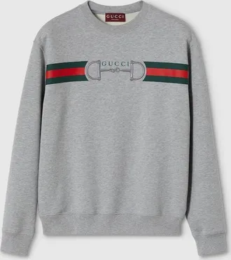Gucci Cotton Jersey Sweatshirt With Print, Size XXXL, Grey, Ready-to-wear