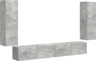 vidaXL Conjunto De Mueble Para Tv De Pared 4 Uds. Gris Concreto Vidaxl