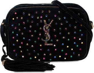 Saint Laurent Pre-owned Saint Laurent Suede Crystal Monogram Lou Camera Bag GLT513593.0118
