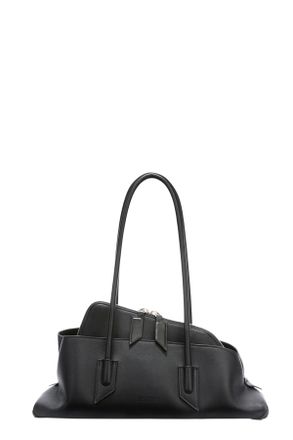 The Attico Black La Passeggiata Small Double Handle Leather Handbag