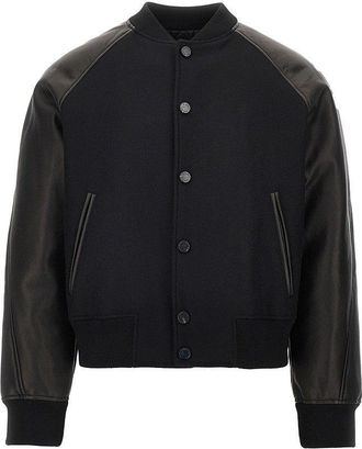 Givenchy Wool and leather bomber with logo patch Man 48