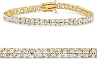 Pompeii3 10Ct Oval Diamond Tennis Bracelet 14k Gold 7 Lab Grown