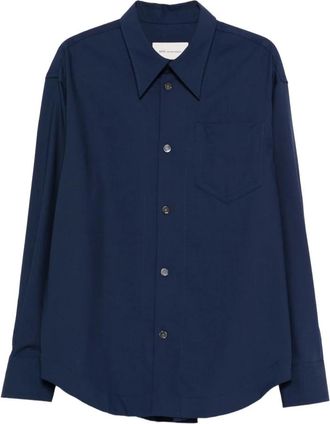 Ami Chemise Large Embossed ADC Wide Shirt - Dames - Overhemden - Blauw - S - Katoen - Overhemden
