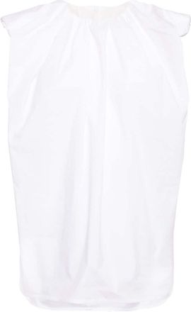 JNBY frilled-neck cotton T-shirt - women - Spandex/Elastane/Cotton/Cotton - L - White