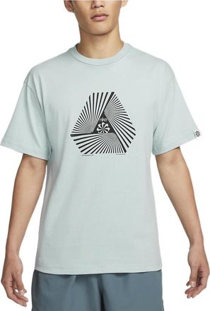 Nike Mens Nike Geometry Pattern Printing Round Neck Pullover Short Sleeve Green T-Shirt DV0679-366