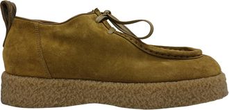 Bottega Veneta Pre-owned Mens Torino Lace-Up Derby Shoes in Brown Calf Suede - Mocha - Size EU 42