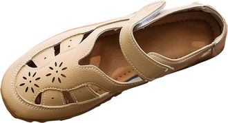 Generic Womens Flat Sandals Closed Toe Casual Summer Shoes Solid Color Hollow Breathable Non-Slip Lightweight Comfortable Orthopedic Shoes Outdoor Beach