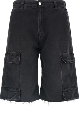 44 Label Group Black Cotton Bermuda Mens Shorts