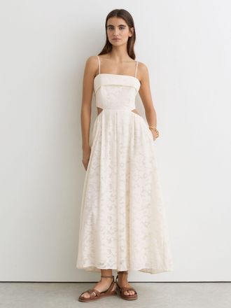 Reiss Cream Cotton-blend Lace Cut-out Maxi Dress, 12