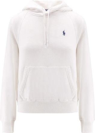 Polo Ralph Lauren Witte Sweater met Capuchon en Logo Borduursel - Dames - Hoodies - Wit - S - Katoen - Hoodies & sweatvesten