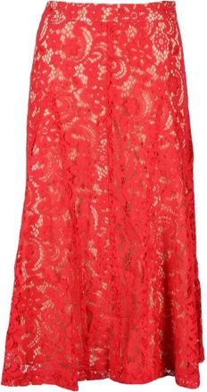 Semicouture Lange rok met rits- geen zakken - Dames - Midirokken - Rood - M - Katoen - Rokken