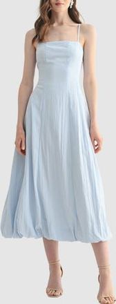 Lush Bubble Hem Linen Blend Midi Dress in Sky Blue at Nordstrom Rack, Size Medium