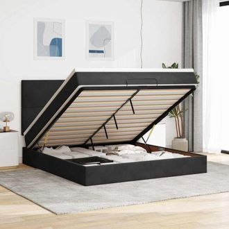 vidaXL Vidaxl - Estructura De Cama Otomana Colchones Terciopelo Negra 160x200cm