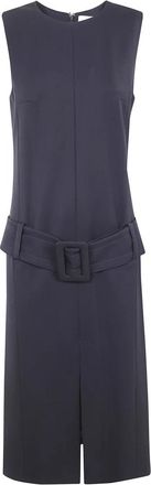 Patou Midi-jurk met ceintuur - Dames - Casual kleedjes - Zwart - M - Kleedjes