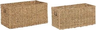 Beliani Beliani - Conjunto De 2 Cestas De Hierba Marina Tejidas A Mano Con Asas Color Natural Accesorio Decorativo Trenzado Dongha