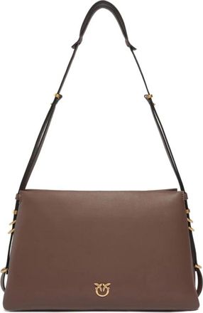 Pinko Bruine Zijde & Nylon Tassen - Dames - Schoudertassen - Bruin - ONE Size - Nylon - Tassen
