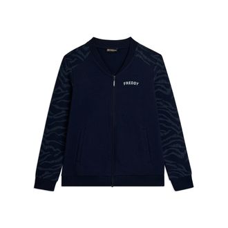 Freddy Felpa Zip con Collo Bomber e Motivo Grafico