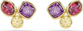 Swarovski Imber Stud Earrings Mixed Cuts, Multicolored, 18K Gold Finish