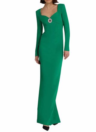 SAFiYAA Zhad Embellished Gown In Marmont Heavy Crepe