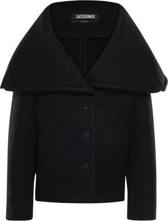 Jacquemus Wollen Caban Jas - Dames - Zomerjassen - Zwart - XS - Wol - Jassen