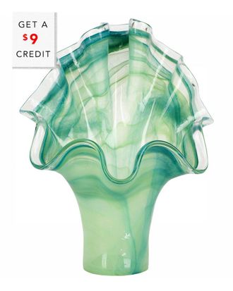 Vietri Vietri Onda Glass Green Fanned Vase With $11 Credit